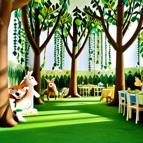 Home 9 아기 생일파티 아이디어 - Enchanted Forest Theme**
"A beautifully decorated party space for a baby's first birthday, featurin...