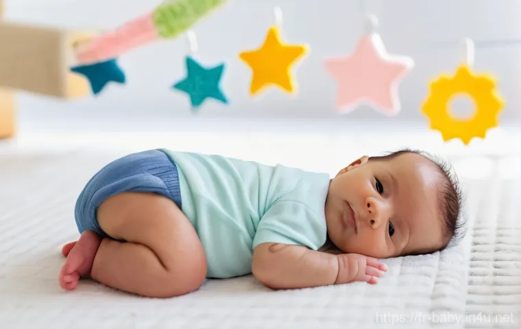 아기와 조기교육 필요성 - **Sensory Exploration & Early Development (0-6 months)**
    A bright and cozy indoor scene. A baby,...
