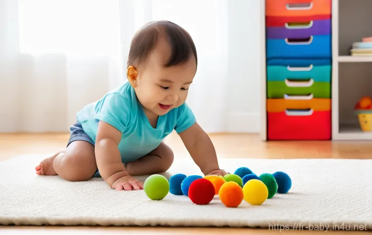 아기와 조기교육 필요성 - **Sensory Exploration & Early Development (0-6 months)**
    A bright and cozy indoor scene. A baby,...
