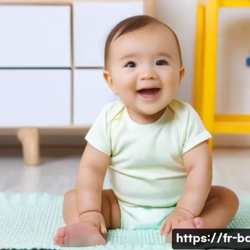치발기 사용법 - **Prompt:** A cheerful baby around 6-9 months old, with rosy cheeks and a happy expression, is sitti...