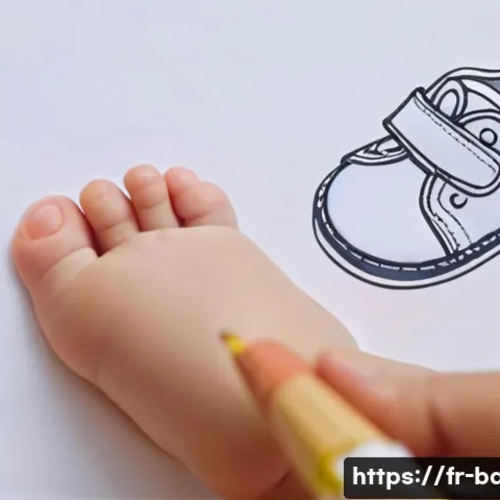 아기 신발 사이즈 측정법 - **Prompt:** A close-up shot of a caring parent gently holding their baby's foot on a piece of white ...