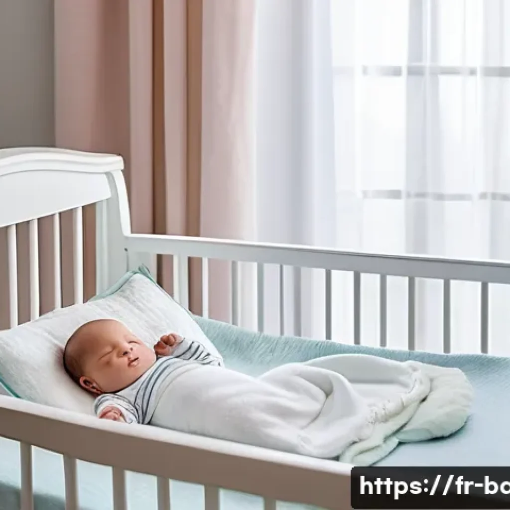 아기에게 좋은 클래식 음악 - A serene nursery scene featuring a baby peacefully sleeping in a cozy crib, wearing a soft cotton di...