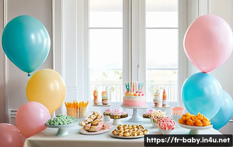 아기 돌잔치 준비 - A cozy indoor birthday party scene for a toddler&rsquo;s first birthday in a modestly sized living room de...