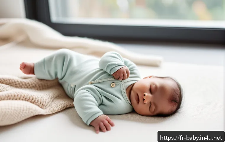 아기 침대 매트리스 선택 - A cozy nursery scene featuring a baby peacefully sleeping on a natural latex mattress covered with a...